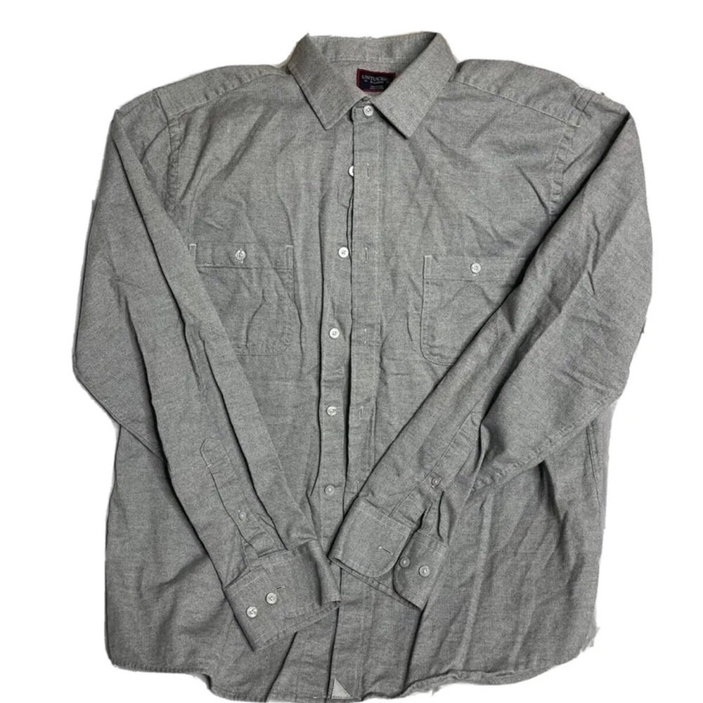 UNTUCKit Men’s Gray Cotton Long Sleeve Button Up Dress Shirt Sz XL